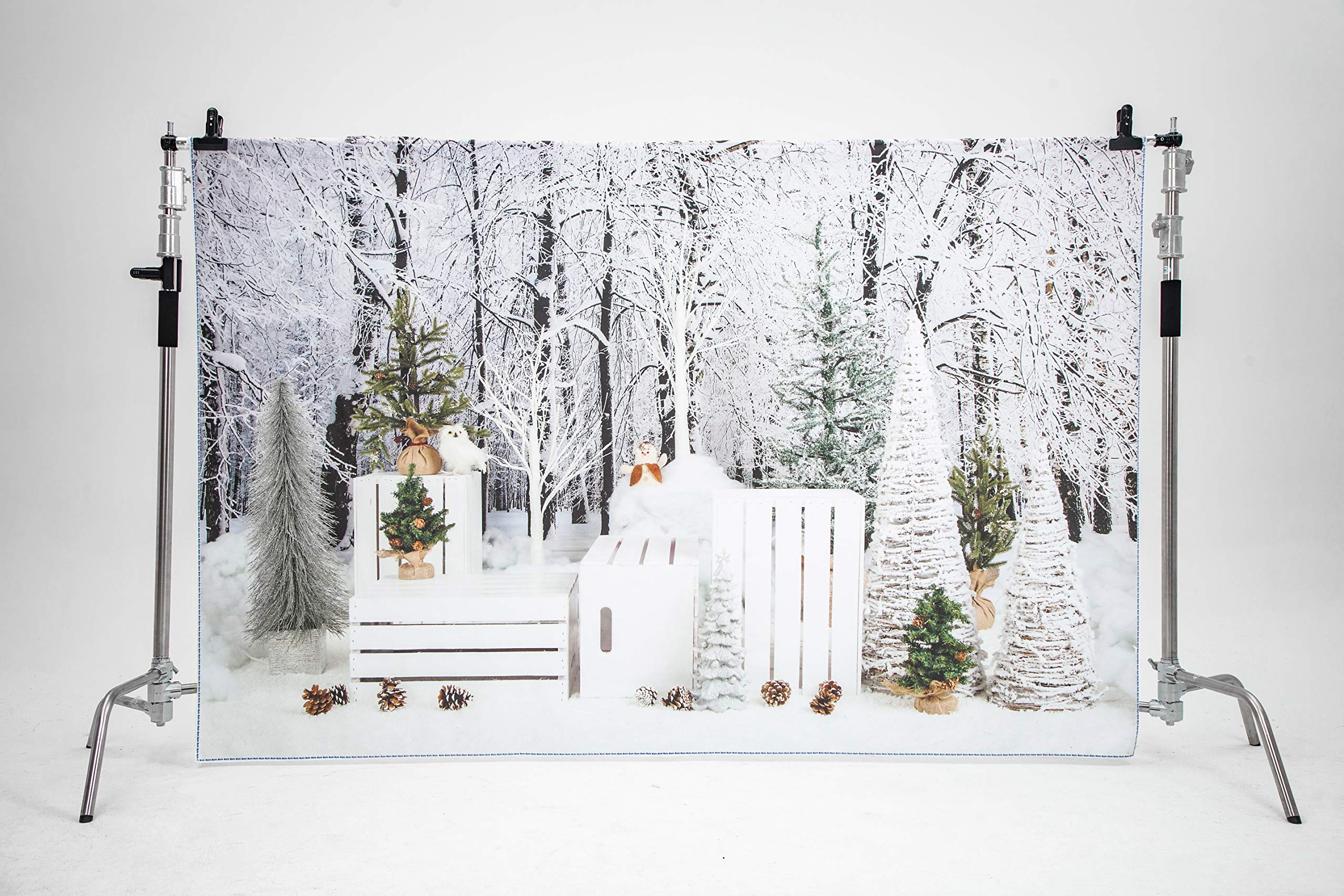 Elegant Christmas Tree Green Wall Backdrop UK BRP8-114