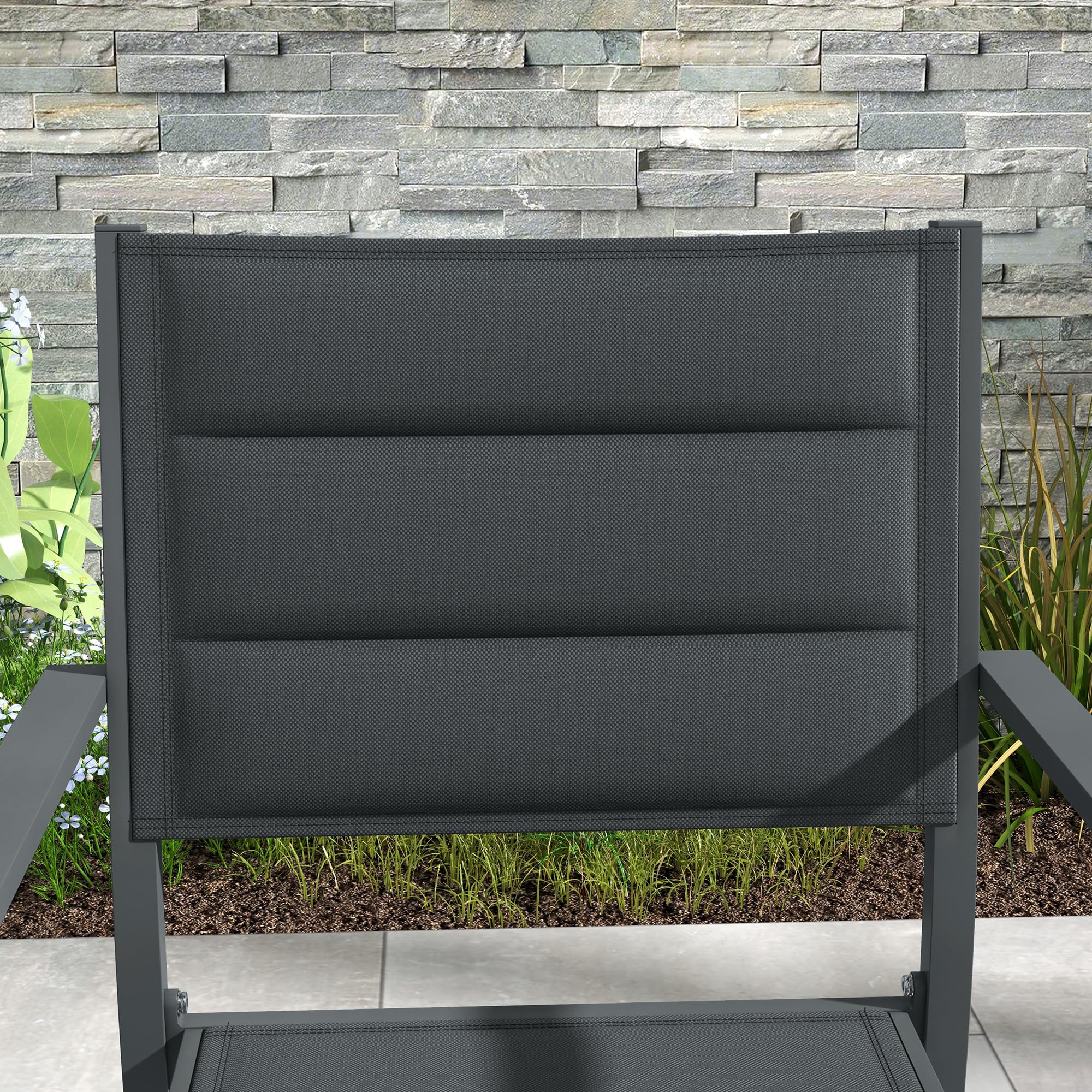 Outsunny Ensemble de 4 Chaises de Jardin Empilables avec Accoudoirs Gris