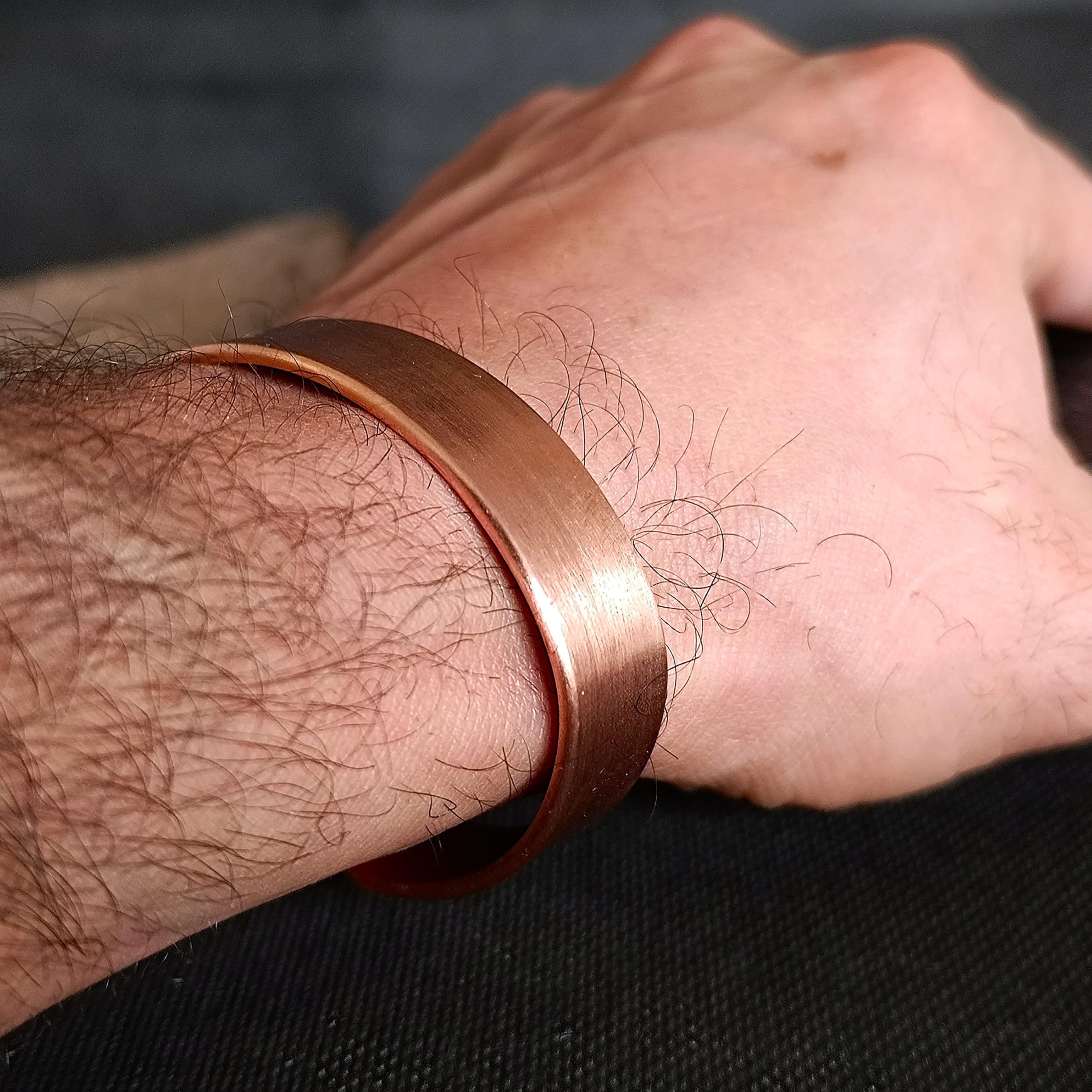 Genérico Pulsera de Cobre Hecha a Mano, 100% Cobre Puro, Joyería para Hombre, Brazalete de 14 mm, Regalo de Septimo Aniversario