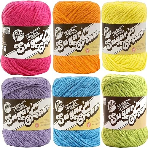 Lily Sugar n' Cream - Surtido de 6 unidades, 100% algodón, mediano, 4 peinados (multicolor)