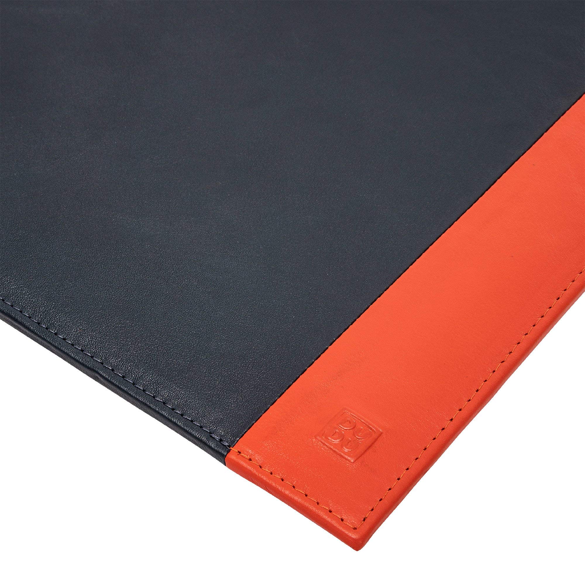 DUDU Sottomano da Scrivania Ufficio in Pelle Bicolore 650x440 mm Antiscivolo con Bordo Cucito Navy