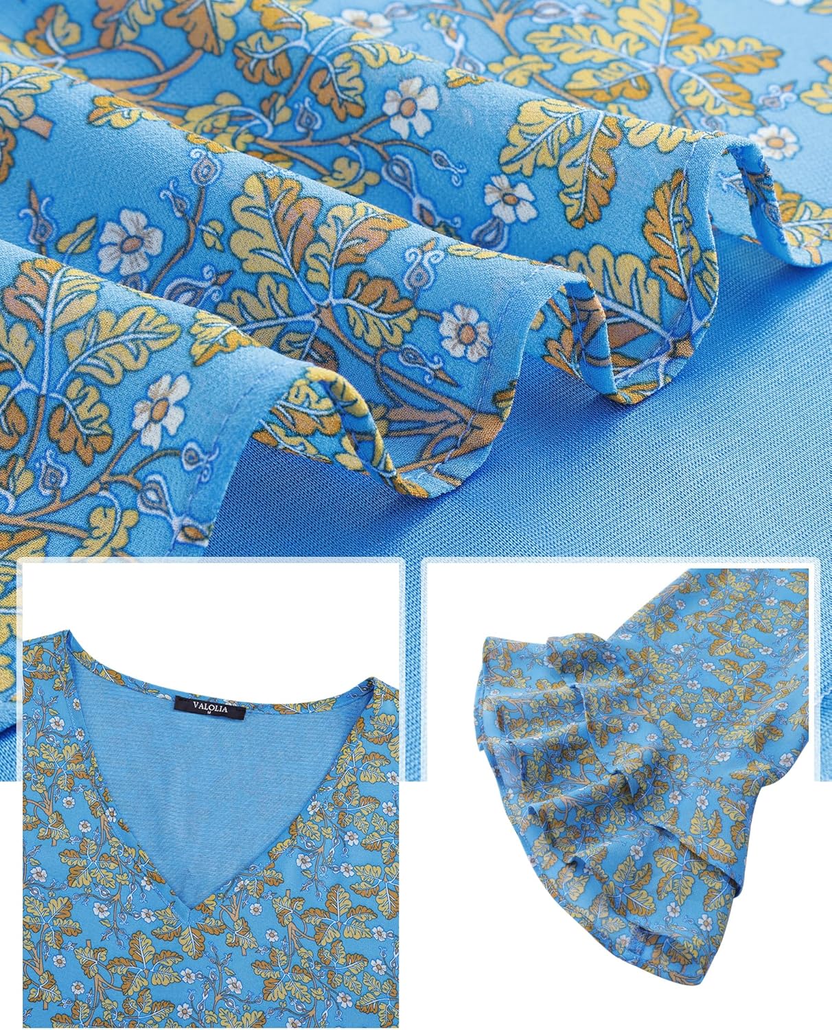 VALOLIA Womens Blouses 3/4 Sleeve Dressy Tops Business Casual Double Layers Shirts - Image 4