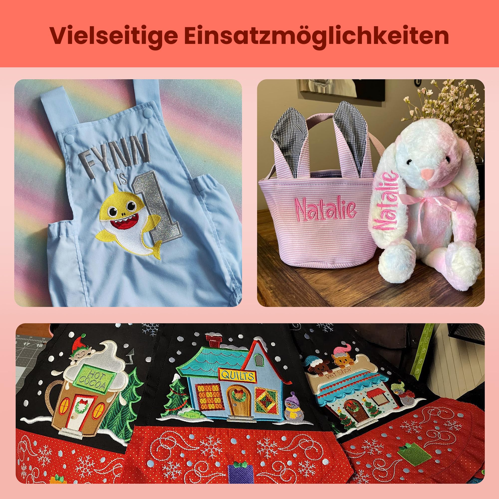 PooLin EOC05 Stickmaschine – Elektronische Stickmaschine – 7″ LCD-Touchscreen, Rahmen 10×10 cm und 10×23,5 cm, USB/Wi-Fi-Motivimport, ideal für Anfänger und Experten