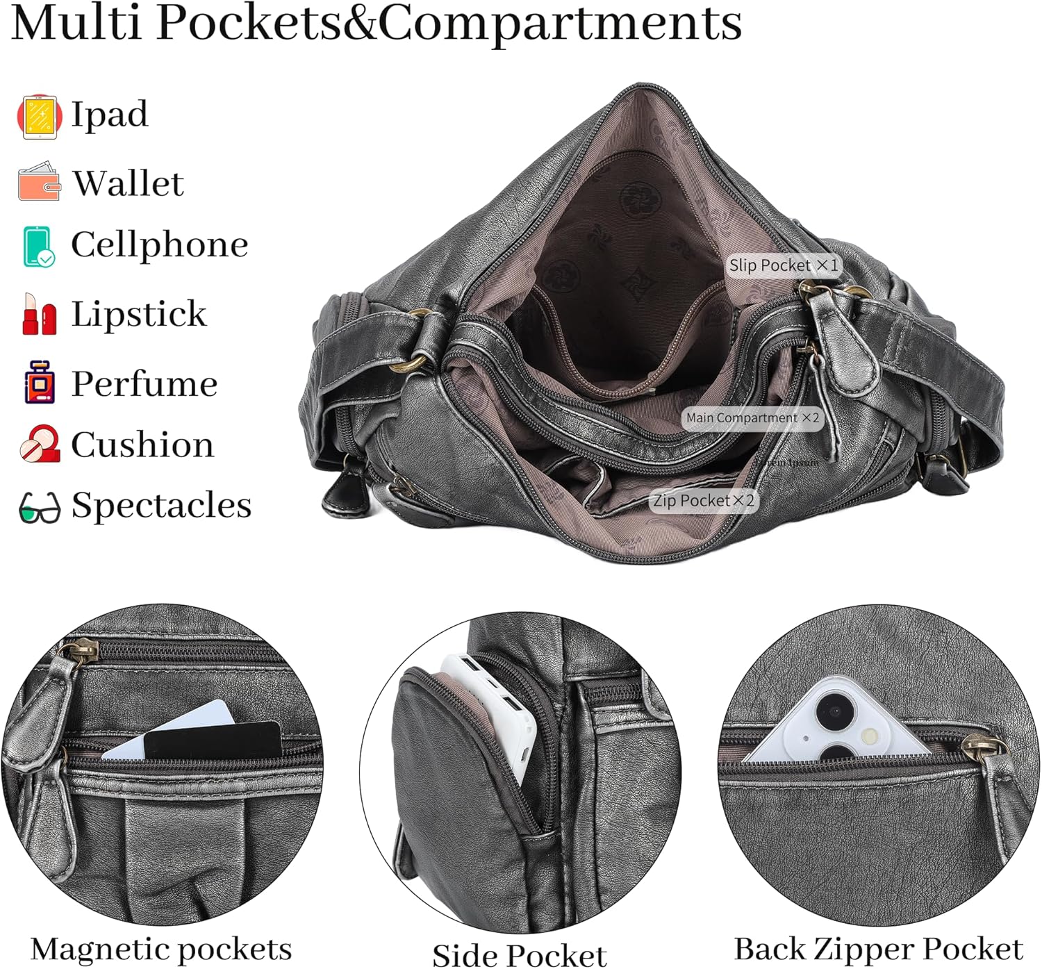 Angel Kiss Crossbody Bags for Women, Ladies Shoulder Handbags and Purses Medium Faux Leather Pocketbooks | Ladies, Medium, Faux Leather - Image 5