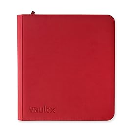 Vault X 12 XL Pocket Trading Card Zip Binder - 624 cards, Premium Exo-Tec Album Material, 26 Side-Loading Pages, Folder for Collectible Card Games, Sports, TCG (Red)