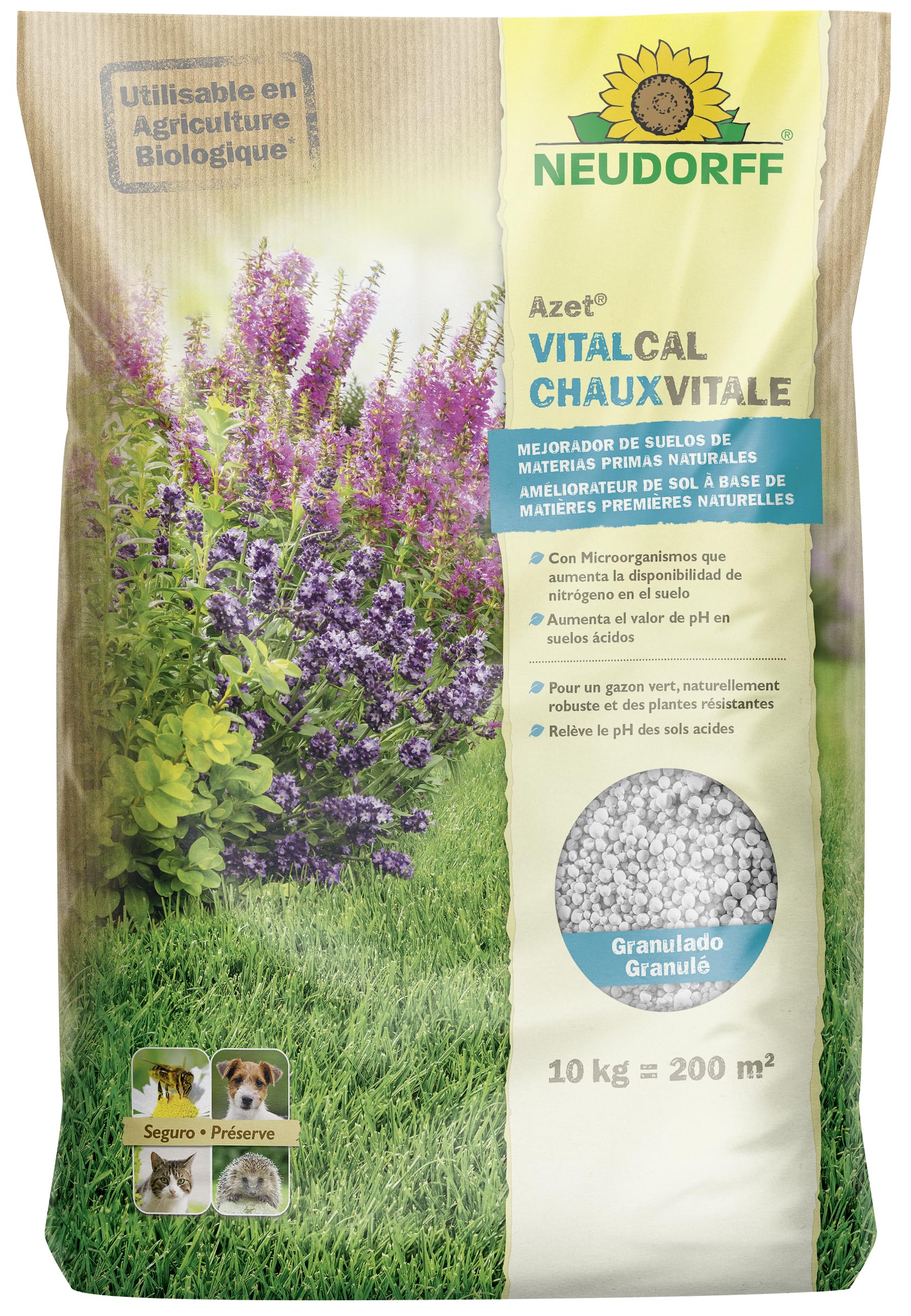 Azet Vitalcal Neudorff élimine l'acidité du sol pour stopper la mousse de votre pelouse 10kg - 2