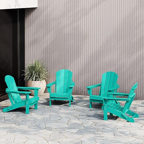 Vista 203 de WestinTrends Malibu HDPE - Silla plegable Adirondack de polietileno para exteriores, color azul pacífico Pacific Blue
