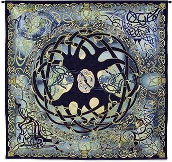 Celtic Tree of Life by Jen Delyth | Woven Tapestry Wall Art Hanging | Spiritual Celtic Pattern | 100% Cotton USA Size 52x51