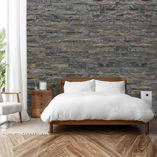 Miniatura 8 de Stoneflex Azulejos de piedra 3D autoadhesivos para despegar y pegar, se adhieren a la pared del muro de la cocina, sala de estar, oficina, baño,