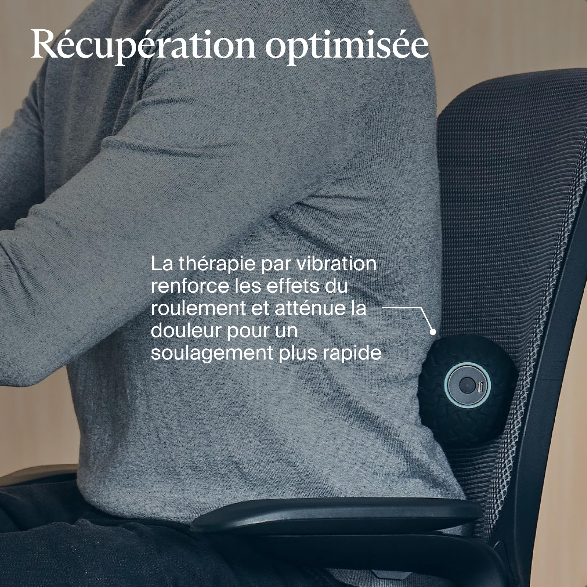 Wave Solo Série Wave - Appareil de massage portable pour les athlètes - Balle de thérapie par vibration - Technologie QuietRoll™ - 3 fréquences de vibration personnalisables dans l'appli Therabody