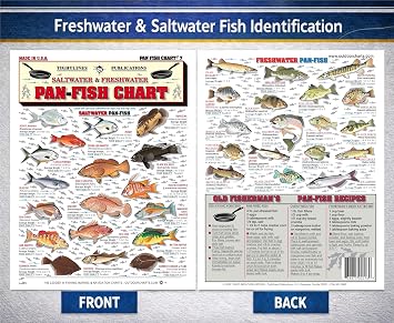 Pan-Fish Identification #7 (Saltwater & Freshwater) - Waterproof Quick Reference Guide | Portable & Built to Last | Double-Sided & Easy to Read | Includes Average Weight & Cooking Recipes