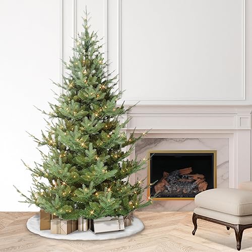 Miniatura 3 de Puleo International Árbol de Navidad artificial de abeto preiluminado de 7.5 pies con 450 luces, color verde