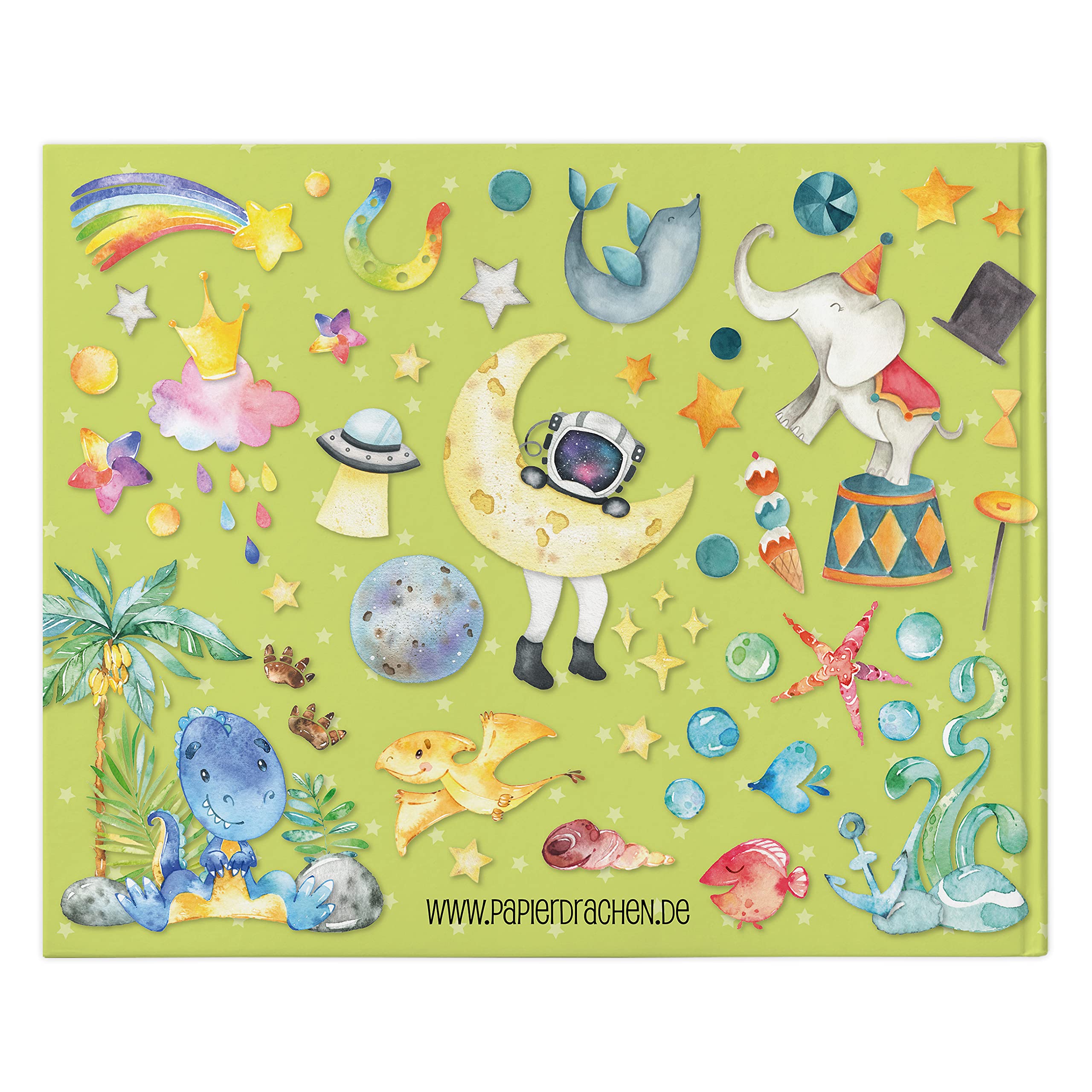 Papierdrachen High Quality Friendship Book for Children, School Friends, Green, Poetry Album with Dinos, Knights, Astronauts - Image 2