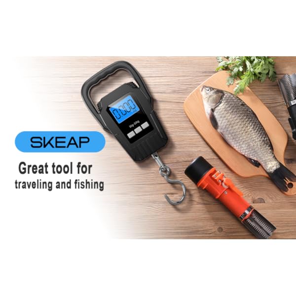 Digital Fish Scale Hanging Scale Fishing Scale, SKEAP 110lb/50kg Luggage Scale,Upgrade Large Handle & Backlit LCD… - Image 8