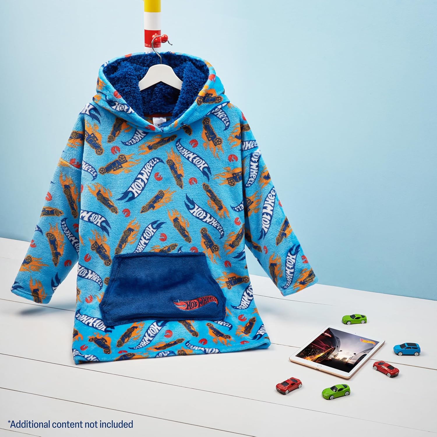 Hot Wheels Blanket Hoodie for Boys, Teens, Fleece Oversized Hoodie, Pullover, Hooded Blanket, Loungewear, Gifts for Boys - Image 5