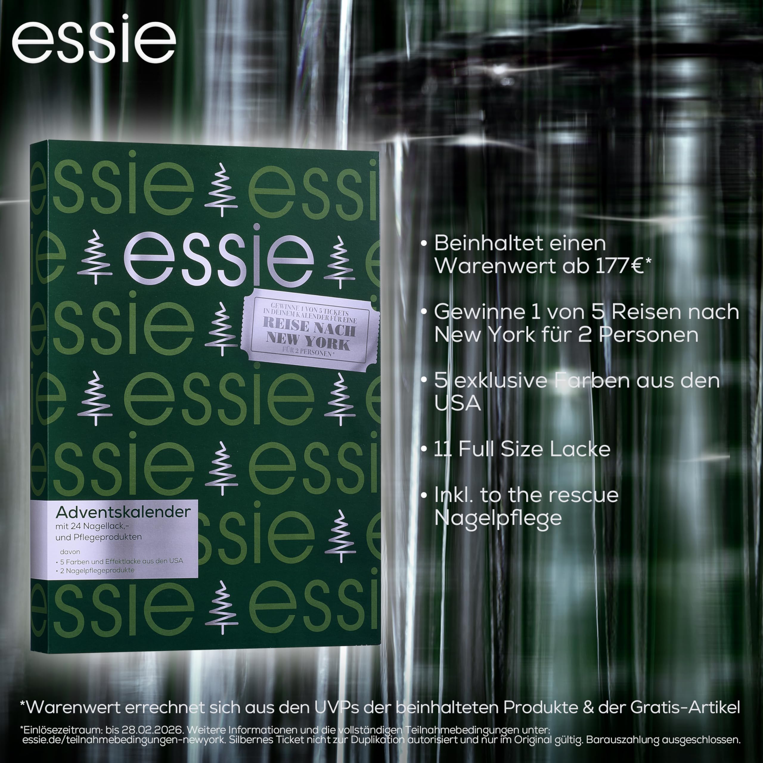 essie Adventskalender mit exklusiven Shades aus den USA, Nagellack und Nagelpflege, 24 Türchen