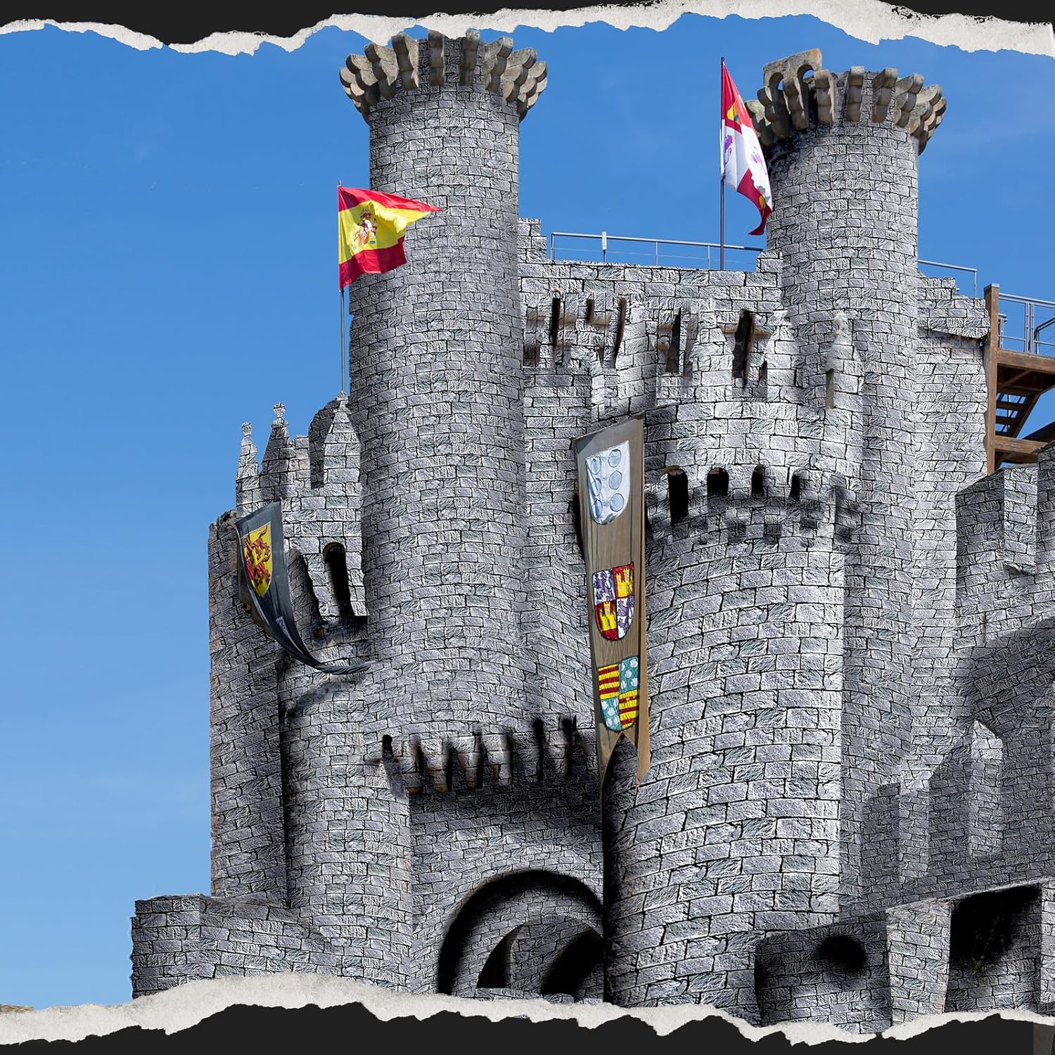 Preboun Medieval Brick Stone Wall Plastic Tablecloths With Cutting Box and Glue Waterproof Castle Themed Tablecloth Wallpaper Curtains Brick for Medieval Castle Knight Themed Party Table (200 x 4.5ft)