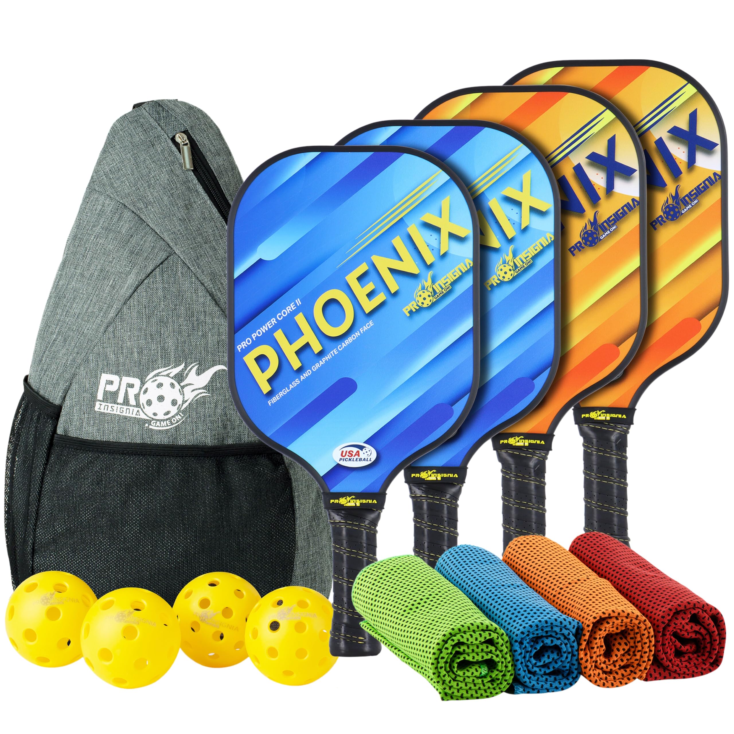 Pickleball Paddles, USAPA Approved Carbon Fiber Pickleball Paddles Set of 4, Lightweight Pickleball Paddle Set with 4 Rackets, Pickleball Bag and 4 Pickleballs Set for Beginners