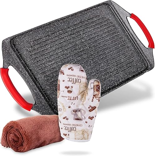 Miniatura 8 de Moss & Stone Sartén, sartén cuadrada de aluminio de 10 pulgadas, sartén antiadherente de cerámica de cobre para saltear que se mantiene fresco,
