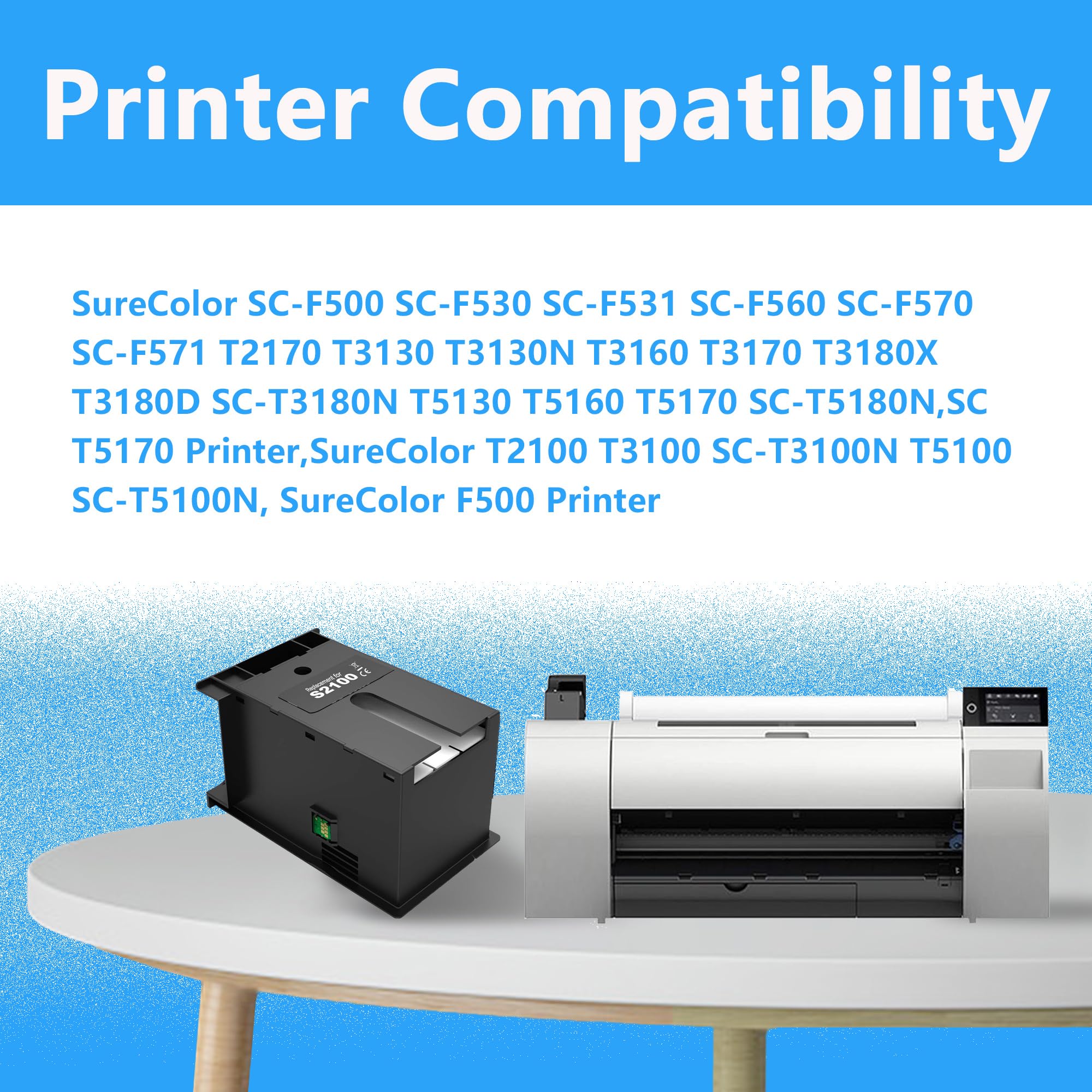 LCL Compatibile S2100 C13S210057 Ink Maintenance Box Scatola di manutenzione Sostituzione per Epson SureColor SC-F500 SC-F530 SC-F531 SC-F560 SC-F570 SC-F571 T2170 T3130 T3130N T3160 T3170 (1-Pack)