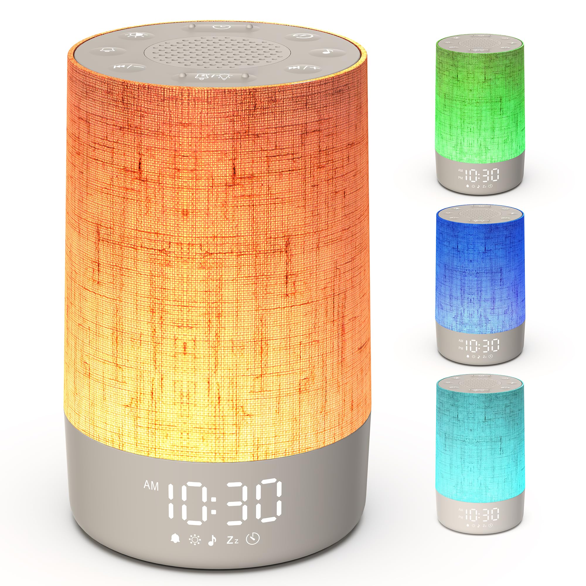 Réveil Lumineux Simulateur d'Aube, Lampe de Reveil avec 30 Sons pour Dormir, LED Lampe de Chevet à Intensité Variable, Fonction Charge, Snooze, Minuteur, 13 Niveaux de Luminosité, pour Chambre
