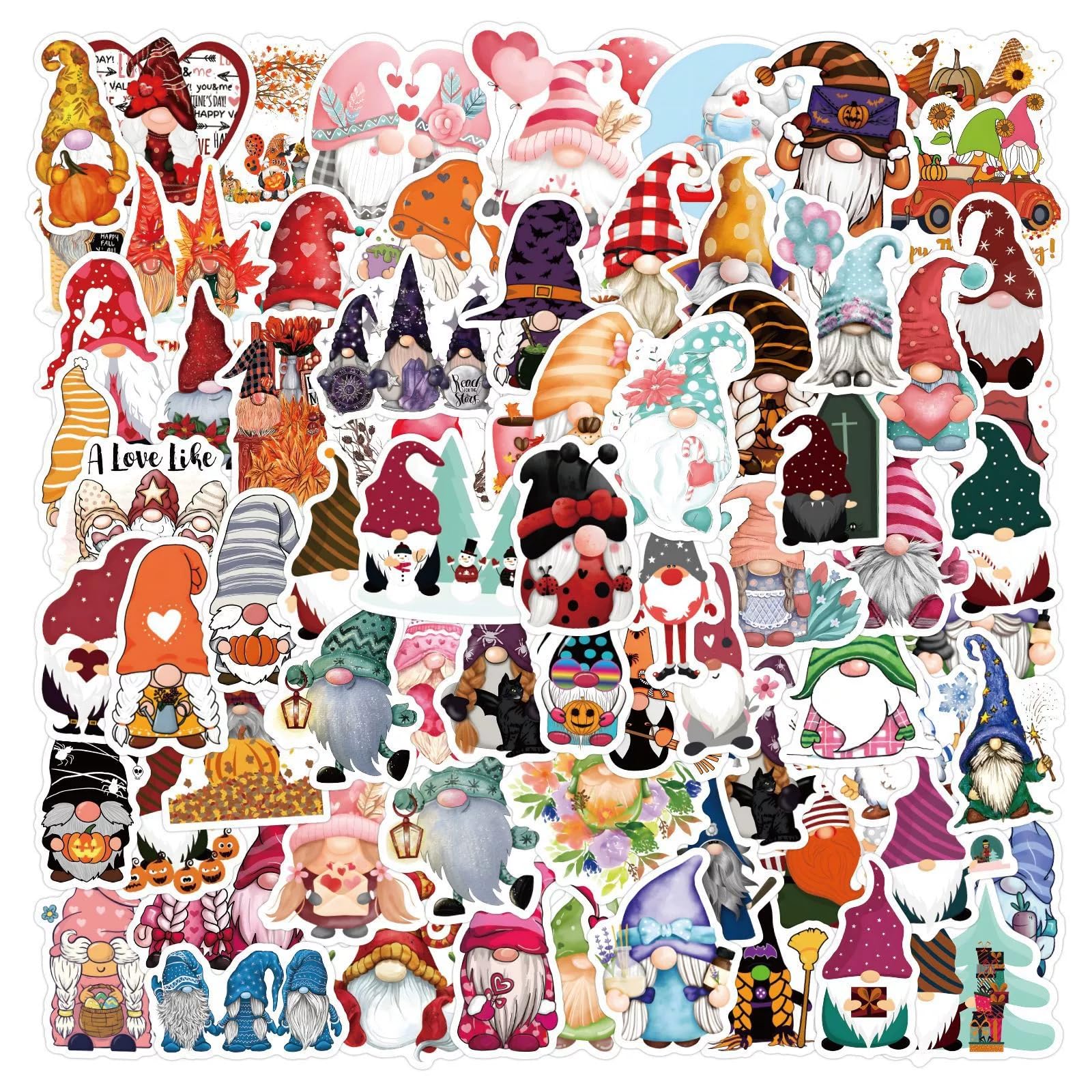 100 Pcs Gnome Stickers for Water Bottle Waterproof Sticker for Laptop Skateboard Phone Car Decals for Teens Adults for Party Favors Supplies Decor (Cute Cartoon Gnome Stickers) - Image 4