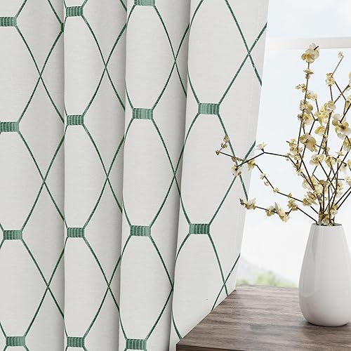 Miniatura 2 de Cortinas bordadas de 84 pulgadas de largo, juego de 2 paneles para sala de estar, dormitorio, cortinas texturizadas de lino de algodón con textura