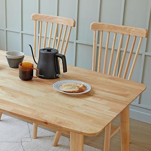 Miniatura 9 de Livinia Aslan Mesa de comedor rectangular de madera de roble malayo de 70.9 pulgadas, escritorio grande de cocina de madera maciza (roble natural)