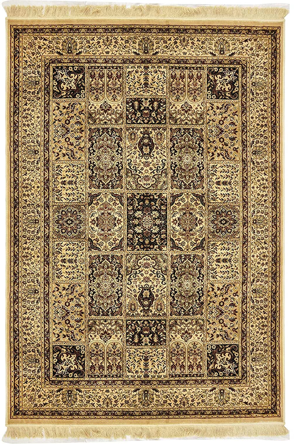 FCARPET Traditional Silk Collection Antique Look 6 mm Thickness 6 x 9 feet Multicolor Es1c