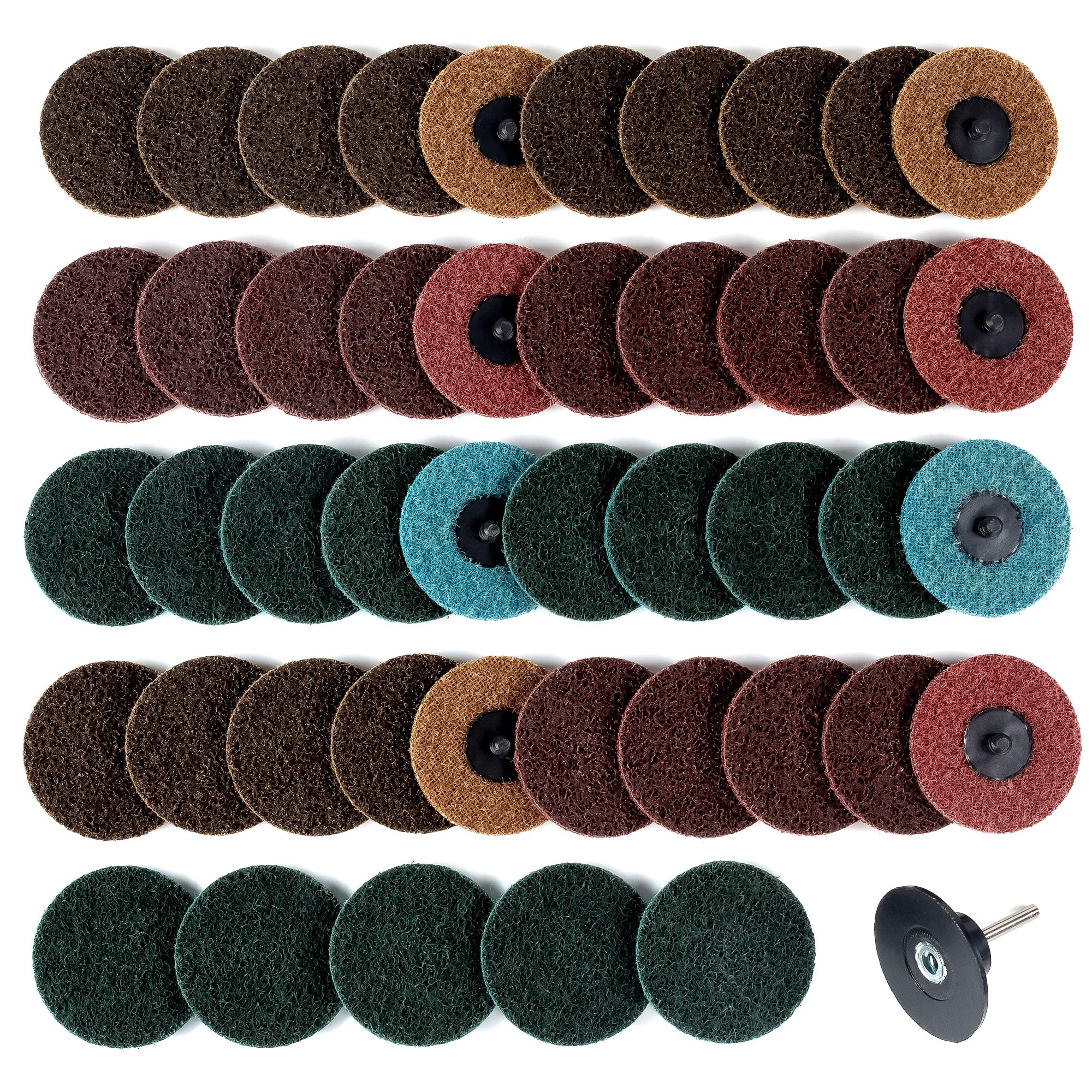 S SATC 45 discos de lijado de 3 pulgadas de cambio rápido, 1 soporte de vástago de 1/4 pulgadas, fino, medio grueso, para amoladora, disco de lijado, pulido de madera de óxido