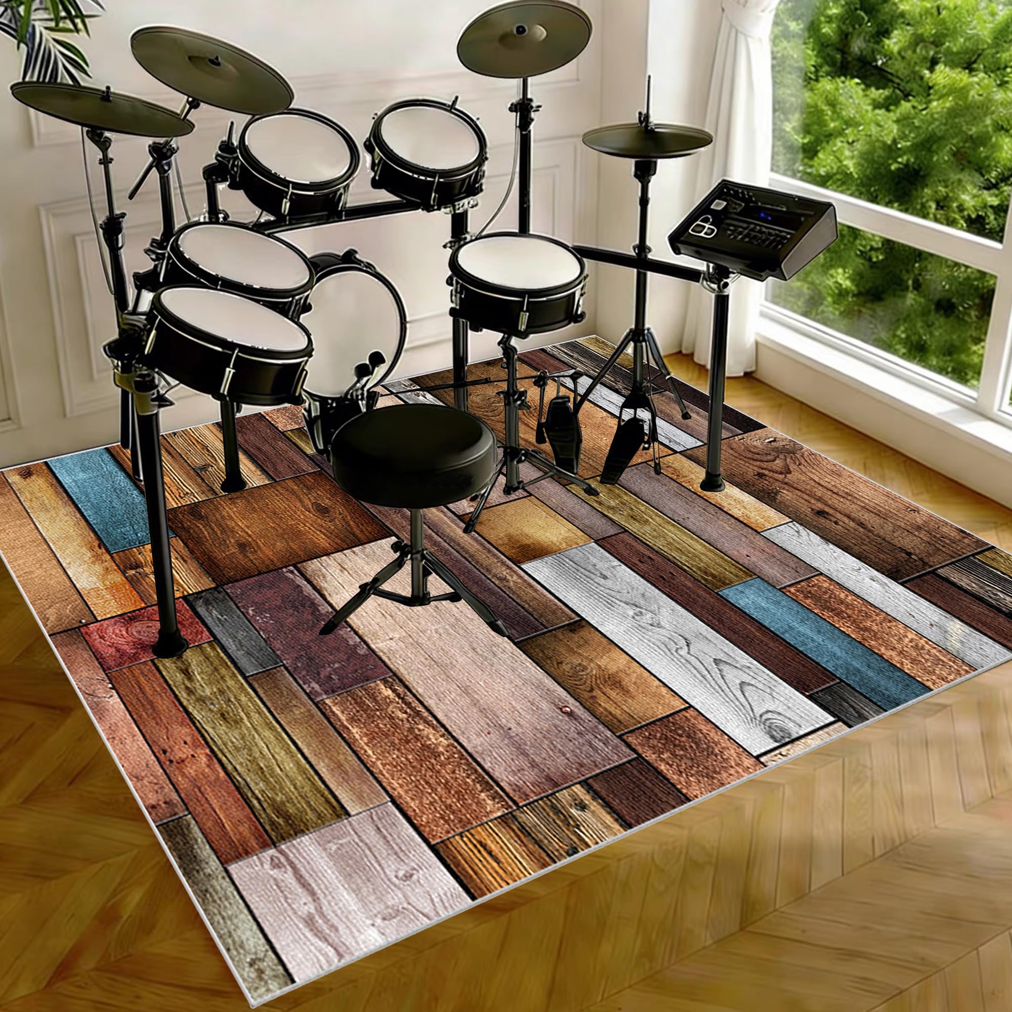Tappeto per Batteria Professionale Tappeto a Tamburo Tappetino per Batteria Elettronica Strumenti Musicali Coperta Antiscivolo Tappetino Insonorizzato Tappeto Drum Accessori per Batteria 230 x 180 cm