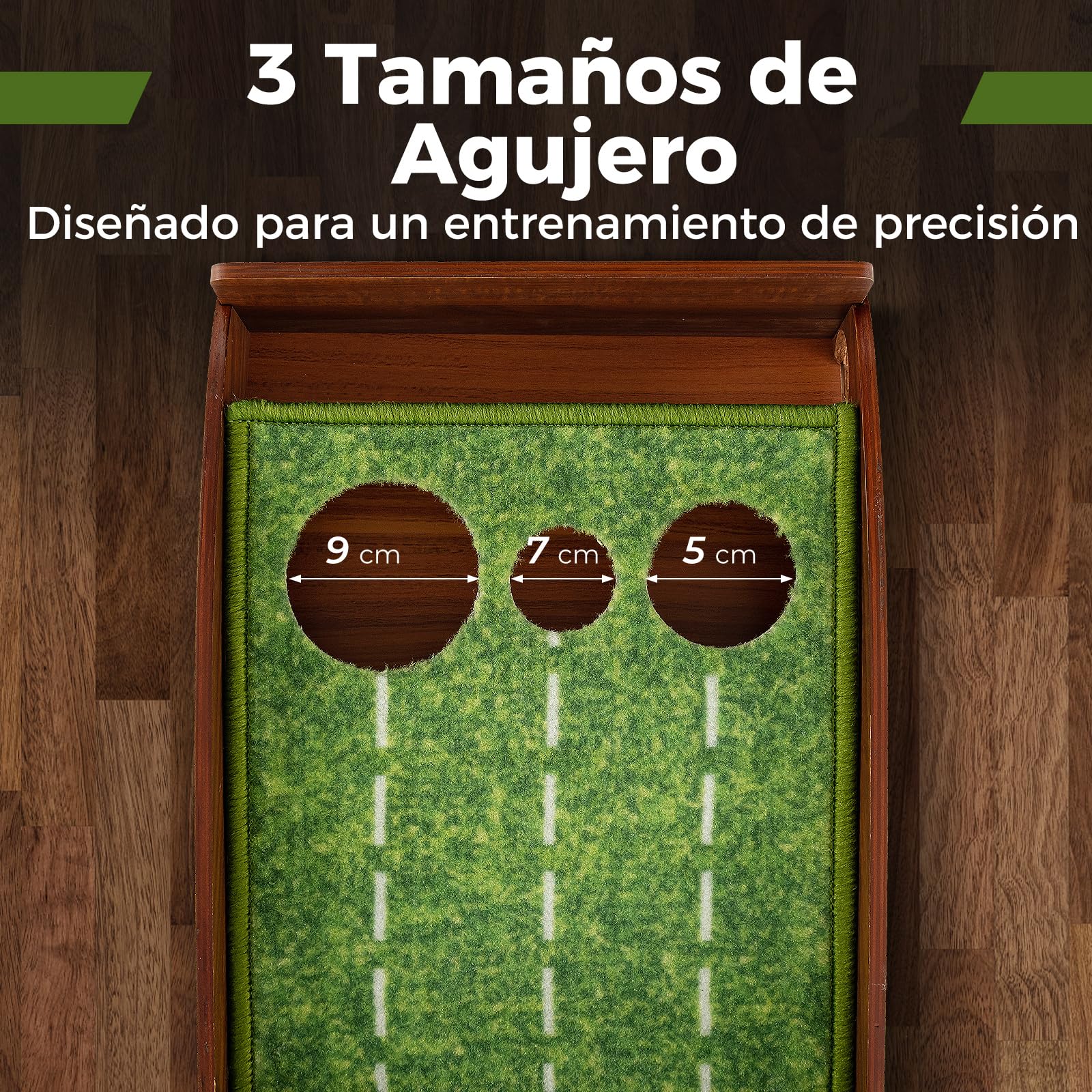 COSTWAY Mini Golf, Alfombra de Putting de Entrenamiento de Golf Interior y Exteriores, 1/2/3 Tamaños De Orificios, Retorno automático de la Bola, 3 Pelotas, Cesped de Minigolf (3 Orificio)