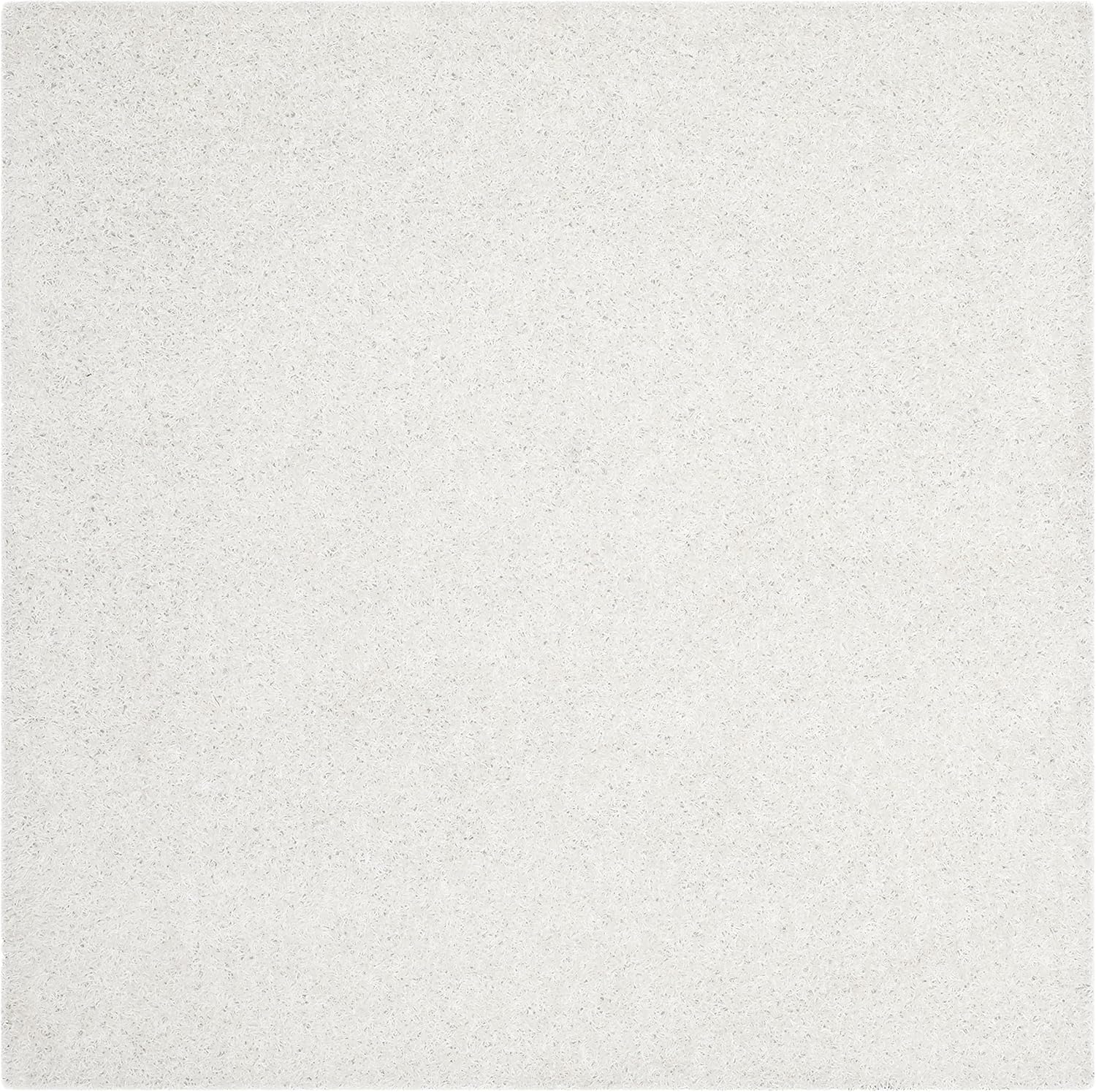 SAFAVIEH Monterey Shag Collection Area Rug - 5' Square, White, Handmade, 2-inch Thick Ideal for High Traffic Areas in Living Room, Bedroom (SG851W)