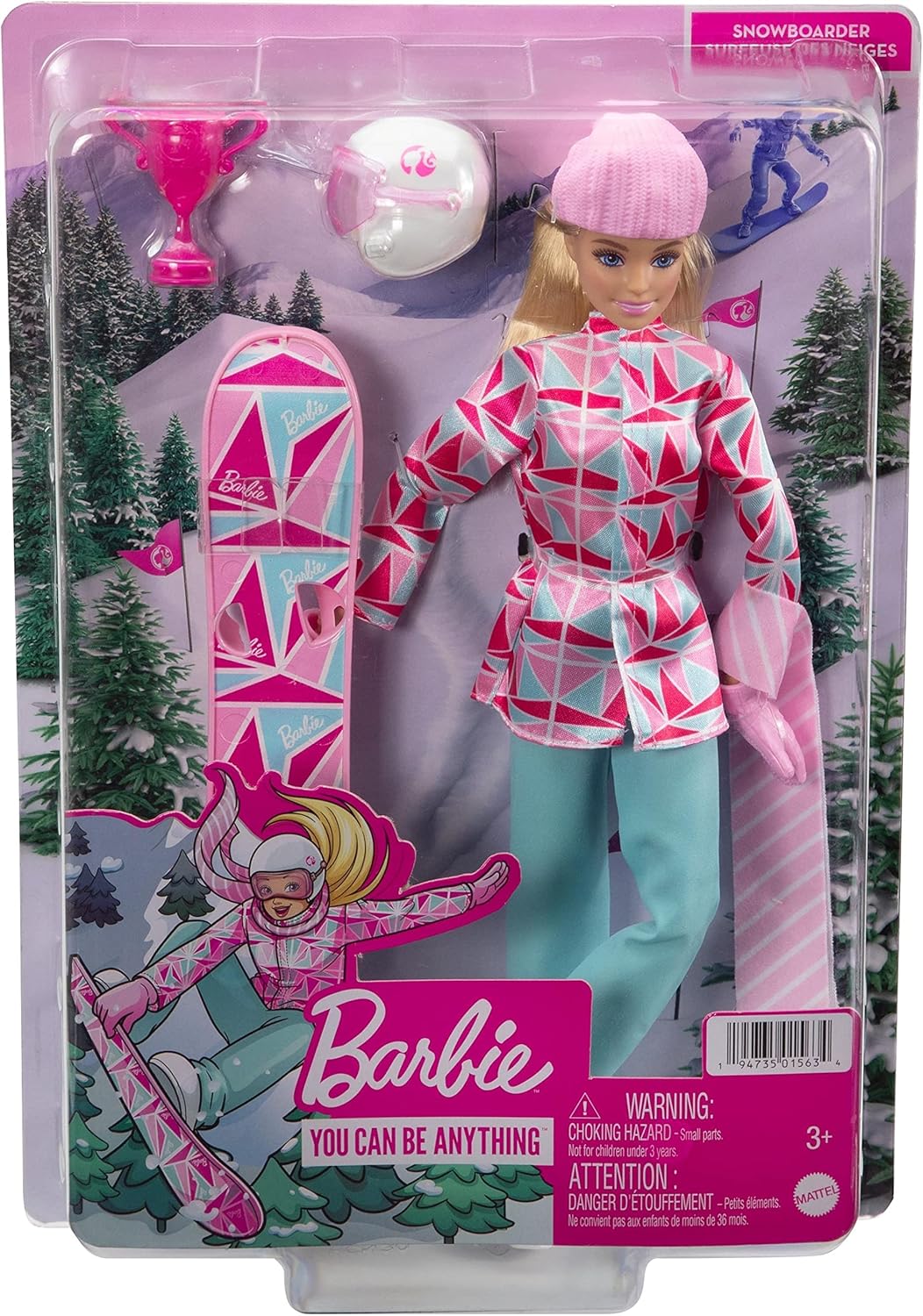 Barbie Snowboarder Fashion Doll, Winter Sports Theme with Blonde Hair, Jacket, Pants & Snowboard Accessories