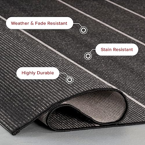 Miniatura 3 de nuLOOM Alaina - Alfombra a rayas para interiores y exteriores, 5 pies 3 pulgadas x 7 pies 6 pulgadas, color negro