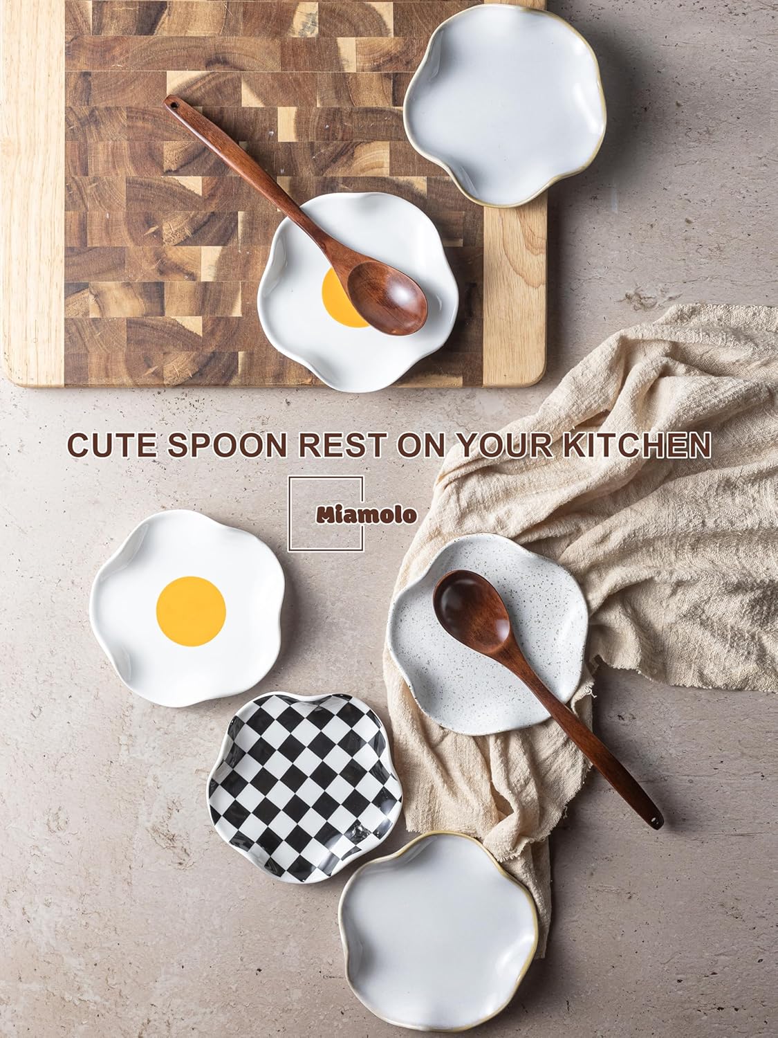 キッチンカウンター用スプーンレスト 5.35インチ セラミックスプーンホルダー コンロトップ用 かわいいコーヒースプーンレスト モダ
