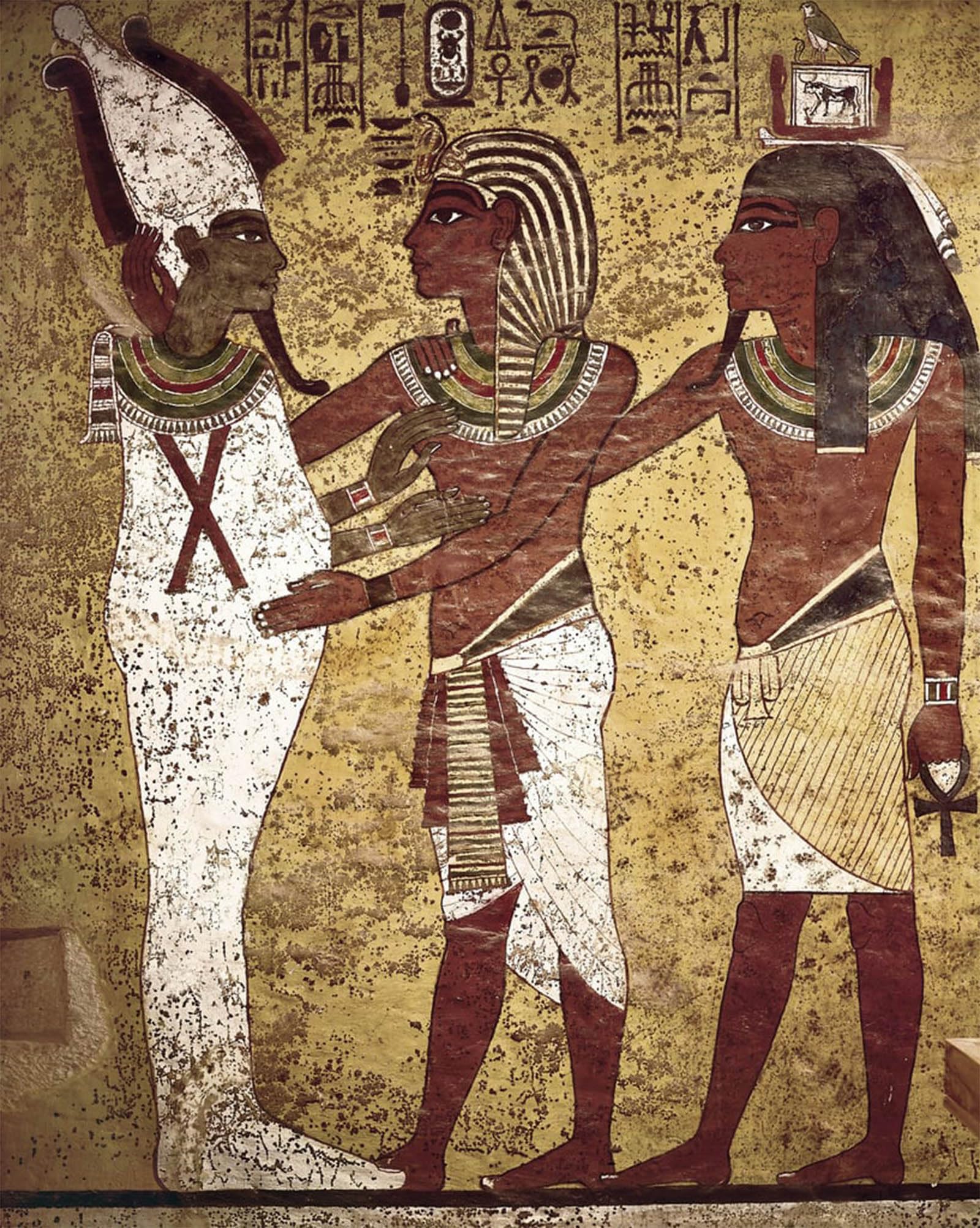 SERENDIPITP Abstract Painting Mural Print Picture Wall Decor Painting Egyptian Antiquity: the Pharaoh Tutankamun Facing the God Osiris by Famous Artist Vintage Wall Artwork for Home Decor 60x90cm