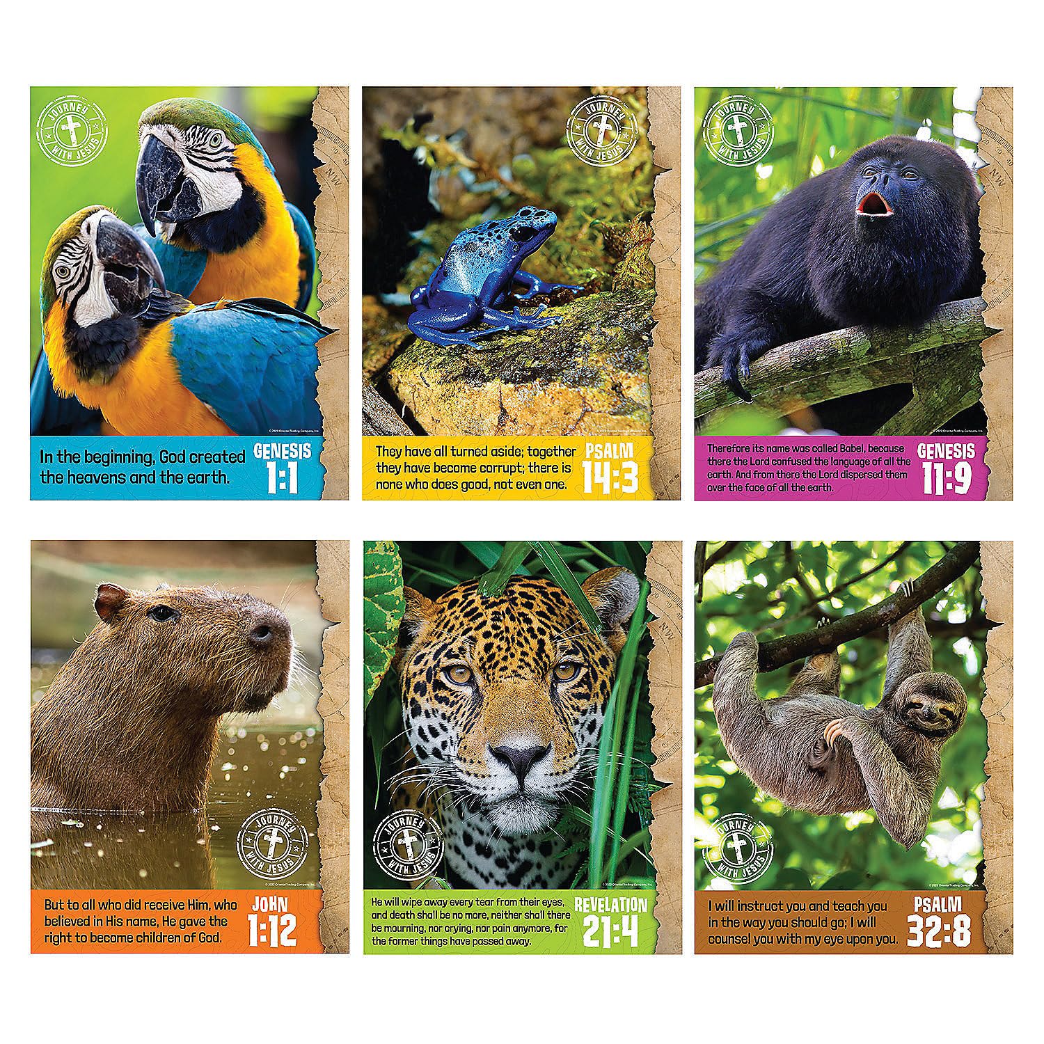 Fun Express Jungle VBS Classroom Poster Set - 6 Piece, Vacation Bible School 2024