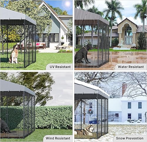 Miniatura 5 de Kurapika Jaula grande para perros resistente al aire libre, valla de metal con diseño seguro de doble bloqueo, fácil montaje, resistente a la