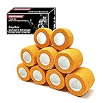 FRESINIDER 9 Rolls Self Adhesive Wrap Athletic Tape Gauze, Breathable Elastic Cohesive Bandage for Sports Injury & Pet (7 Pcs 2 x 5 Yards + 2 Pcs 1 X 5 Yards) (Orange)