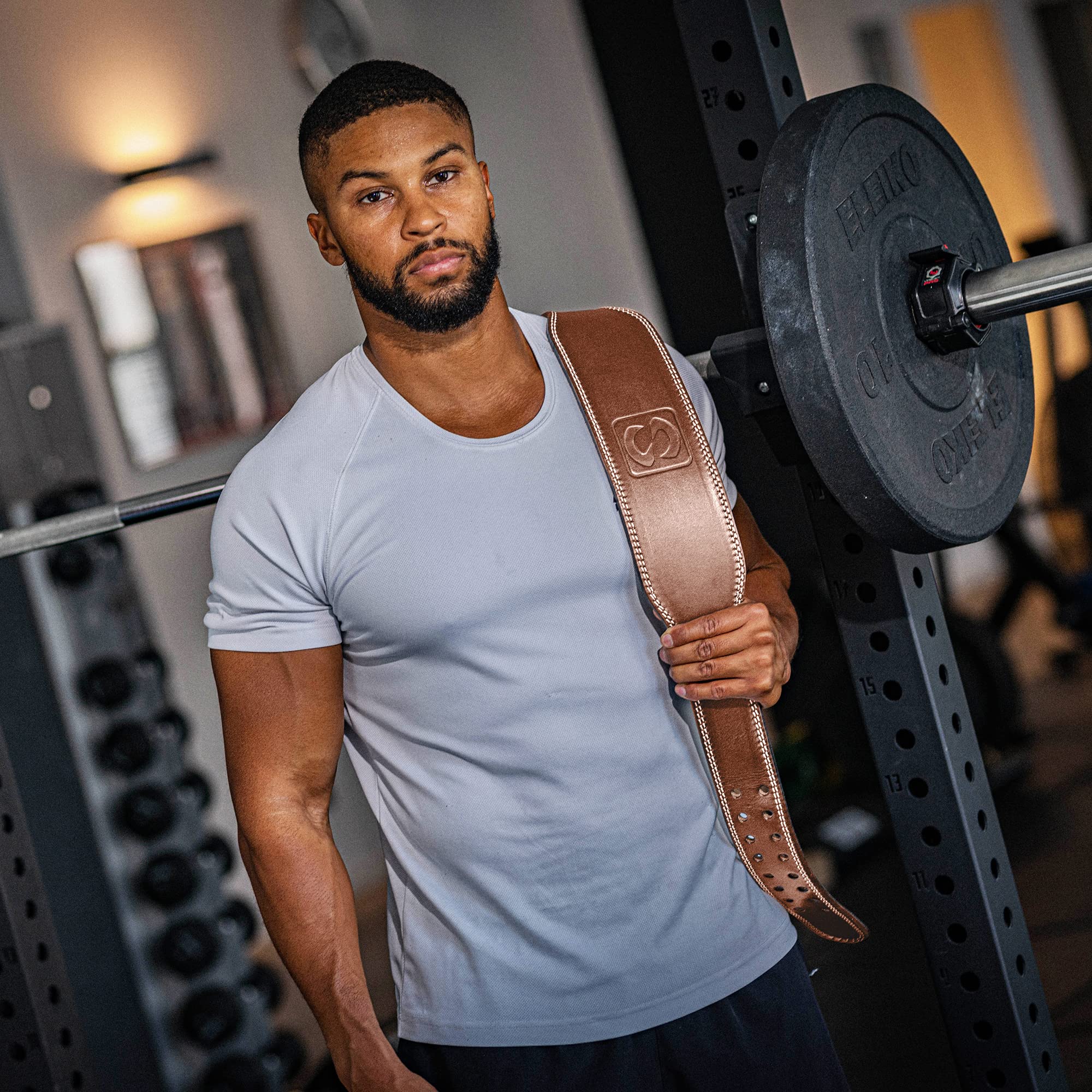 Ceinture d'Haltérophilie Pour Sports de Force - Deadlift, Squats et Bodybuilding - Ceinture de Fitness Avec Rembourrage, Marron
