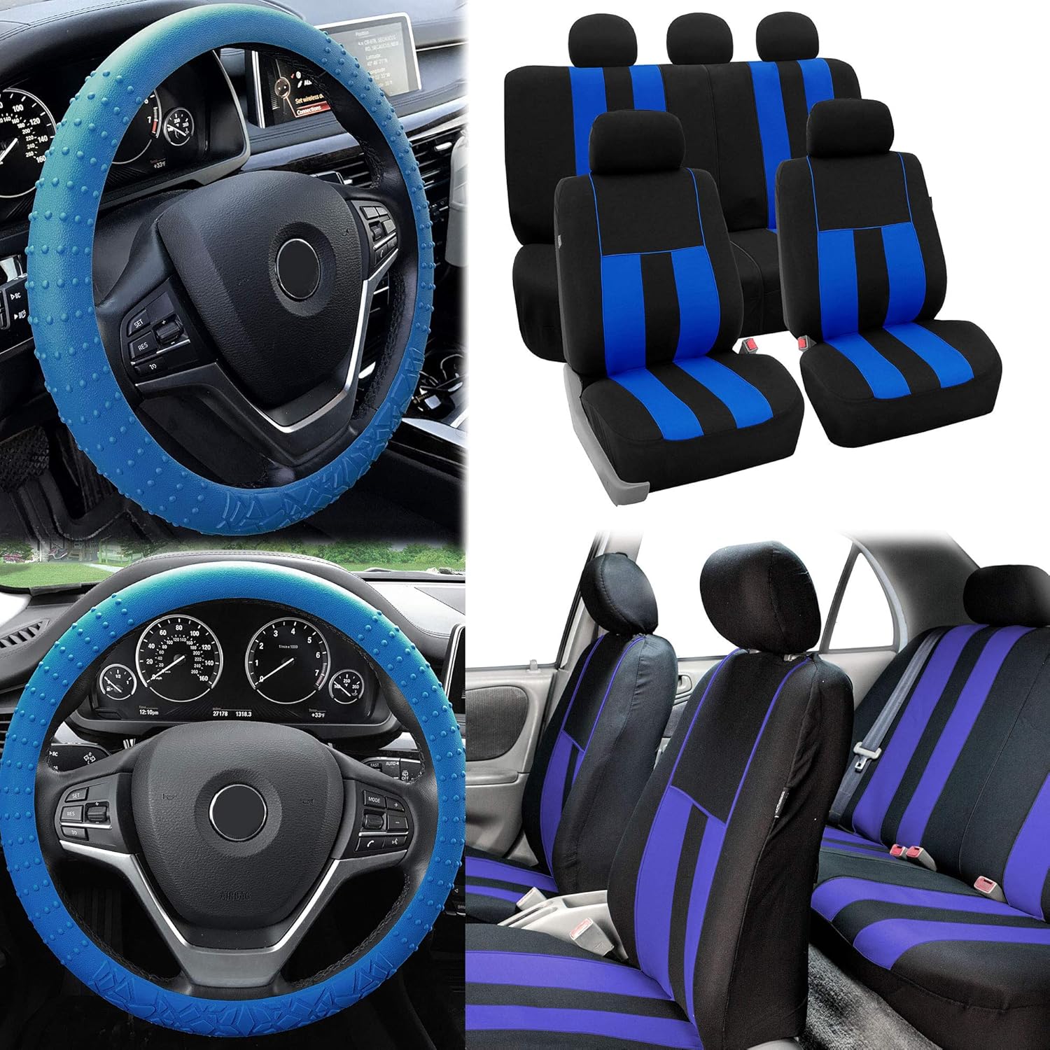 FH Group Car Seat Covers Fabric Full Set Seat Covers