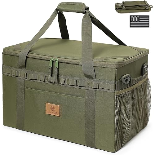 Tactical Camping Storage Bag Utility Tote Bag Camping Kitchen Organizer with Axe Holder & Shoulder Strap