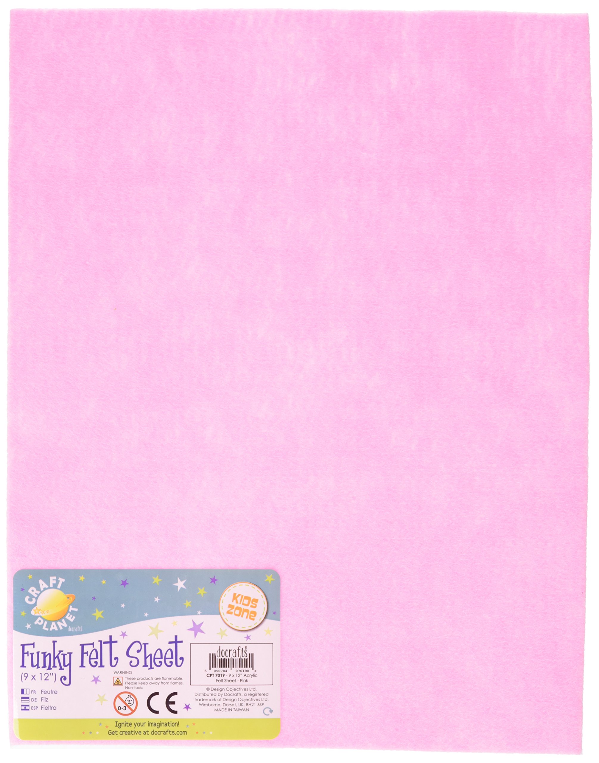 Craft Planet 9 x 12" Acrylic Felt, Pink, Craft Felt Sheets, Coloured Square Sheets, Felt Crafting Fabric, Stick With Glue Adhesive Pritt Stick, Felt Crafting Fabric For Sewing, Patchwork, Craft