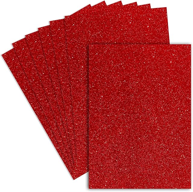 Springboard 10932 A4 Glitter Card (Pack of 10 Sheets) - Red