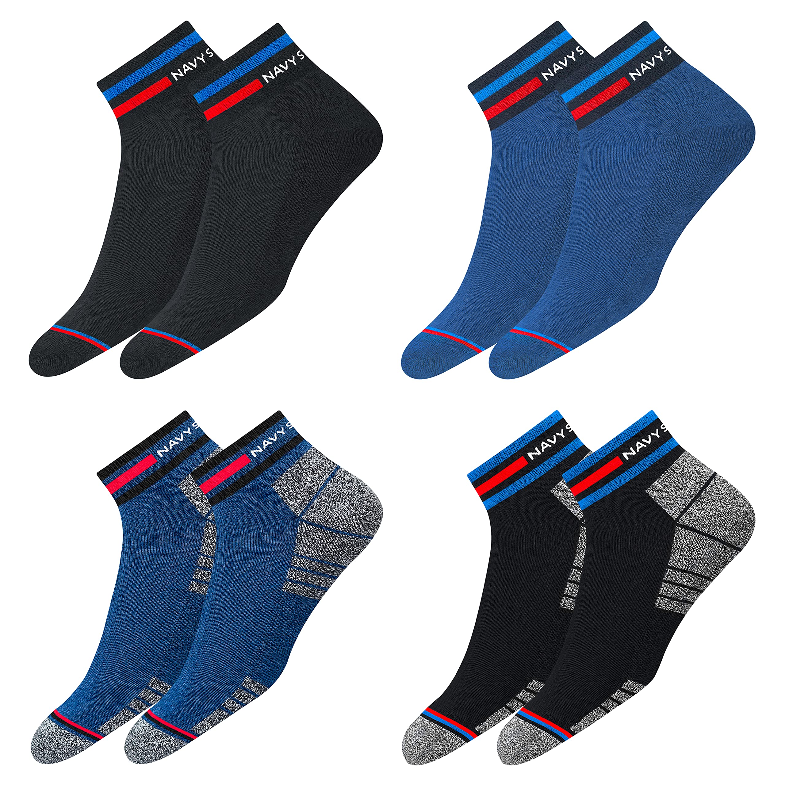 NAVYSPORT Sneaker Socks Men Women Cotton Short Quarter Short Socks