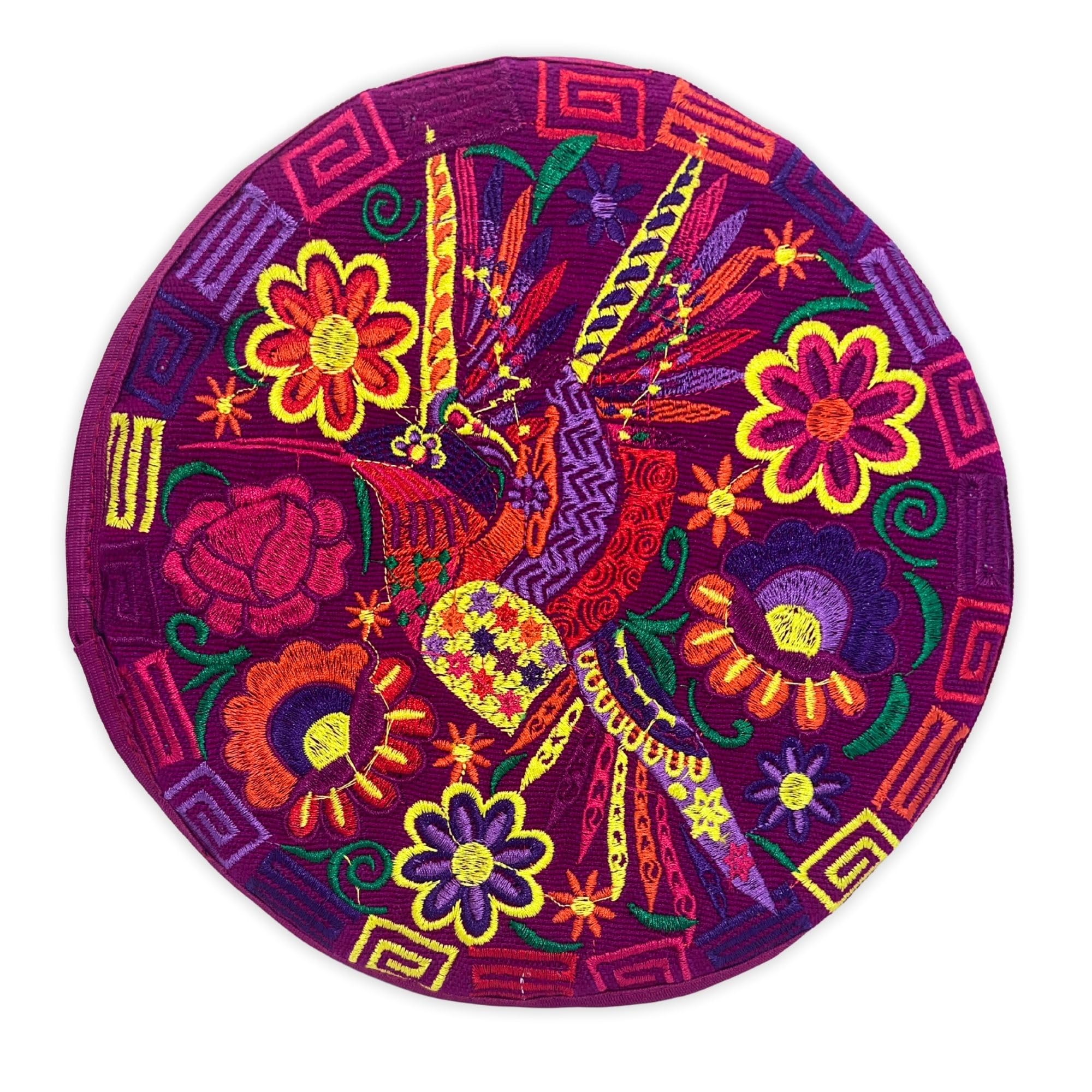 Jacq & Jürgen Tortilla Warmer Pouch Embroidered Mexican Style - Insulated for 8-inch Tortillas – Artisan Accessory - Made in Mexico (Fuchsia - Hummingbird)