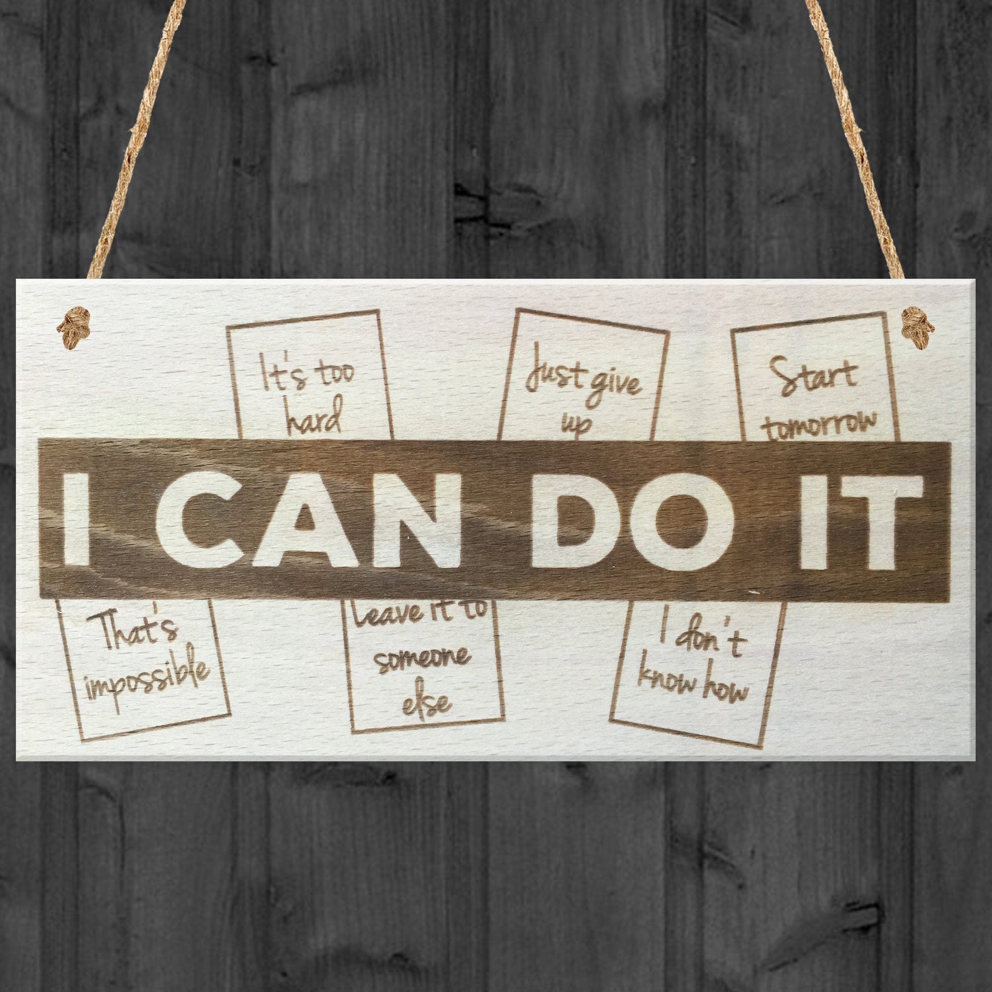 Red Ocean I Can Do It Wooden Hanging Novelty Plaque Inspirational Quote Friendship Gift