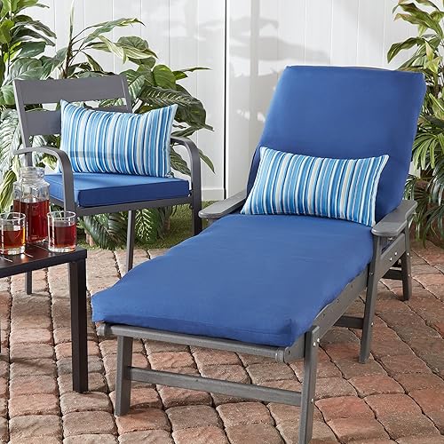 Miniatura 5 de South Pine Porch Cojín reversible para silla de tumbona con lazos de cuerda, azul marino