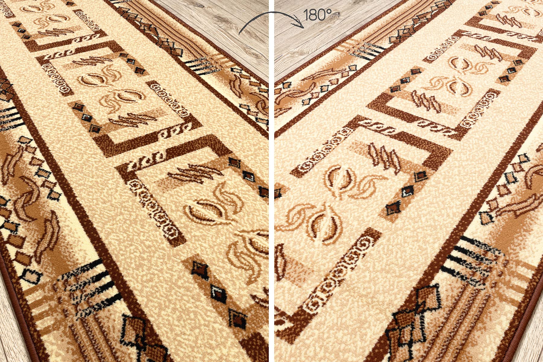 rugsx Tapis de Couloir BCF JAS pour la Cuisine, Le Hall, Le Couloir, l'entrée, Solide, Classique, Beige 90x400 cm